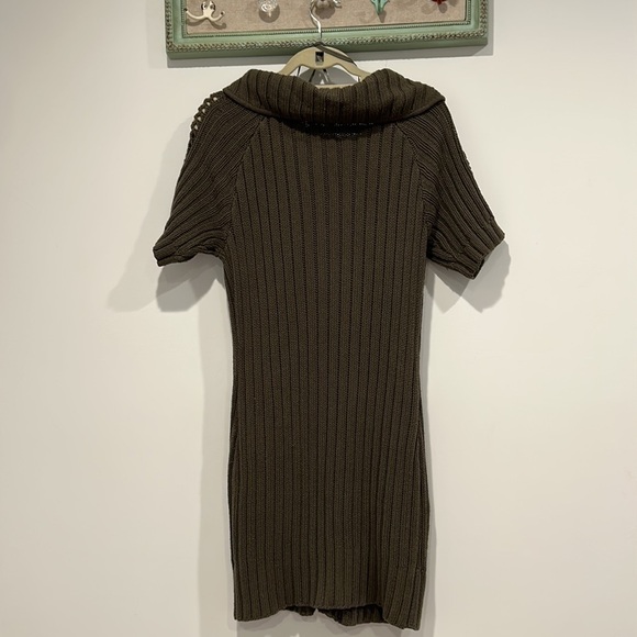 DKNY Jeans short sleeve midi cardigan knit sweater green medium button front - Picture 7 of 10